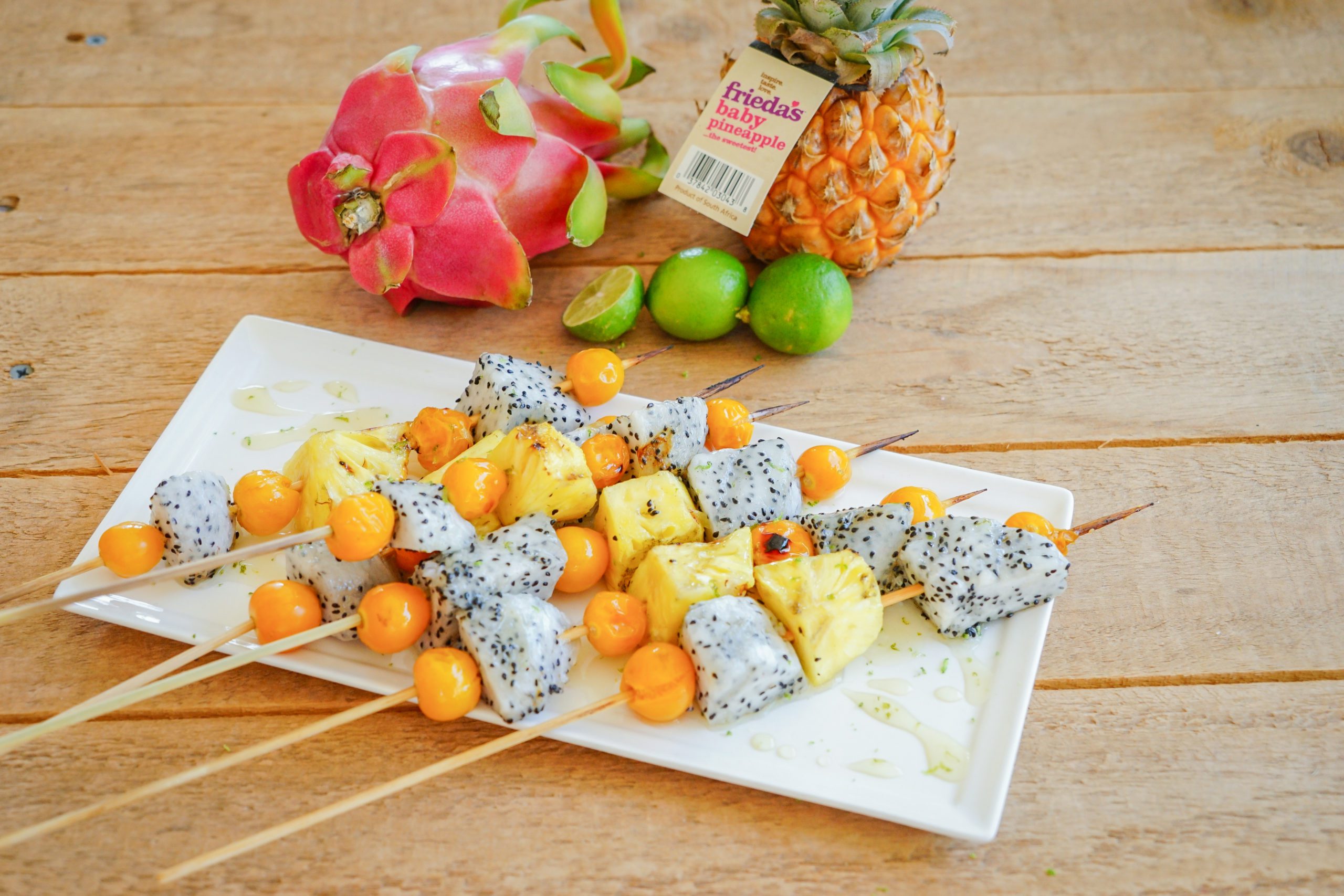 Grilled Tropical Fruit Kebabs Friedas Llc The Branded Produce Company